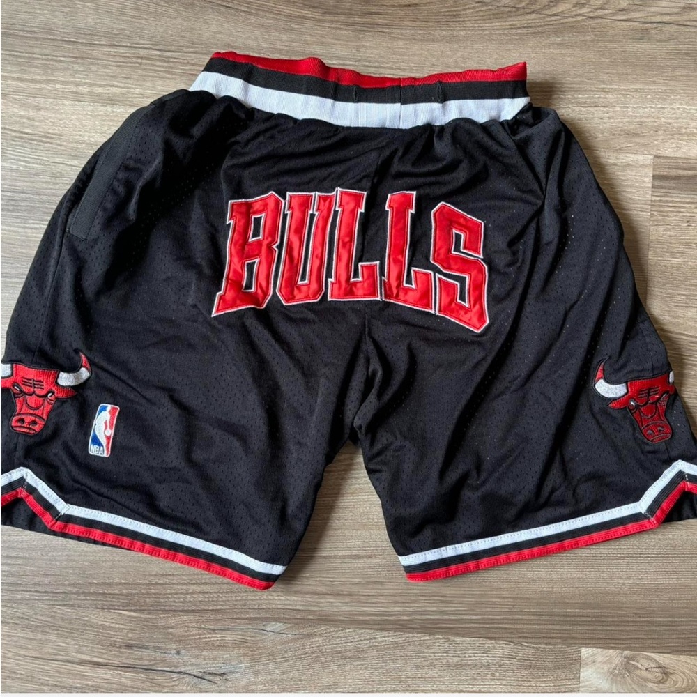 Just Don Red and Black Bulls Shorts